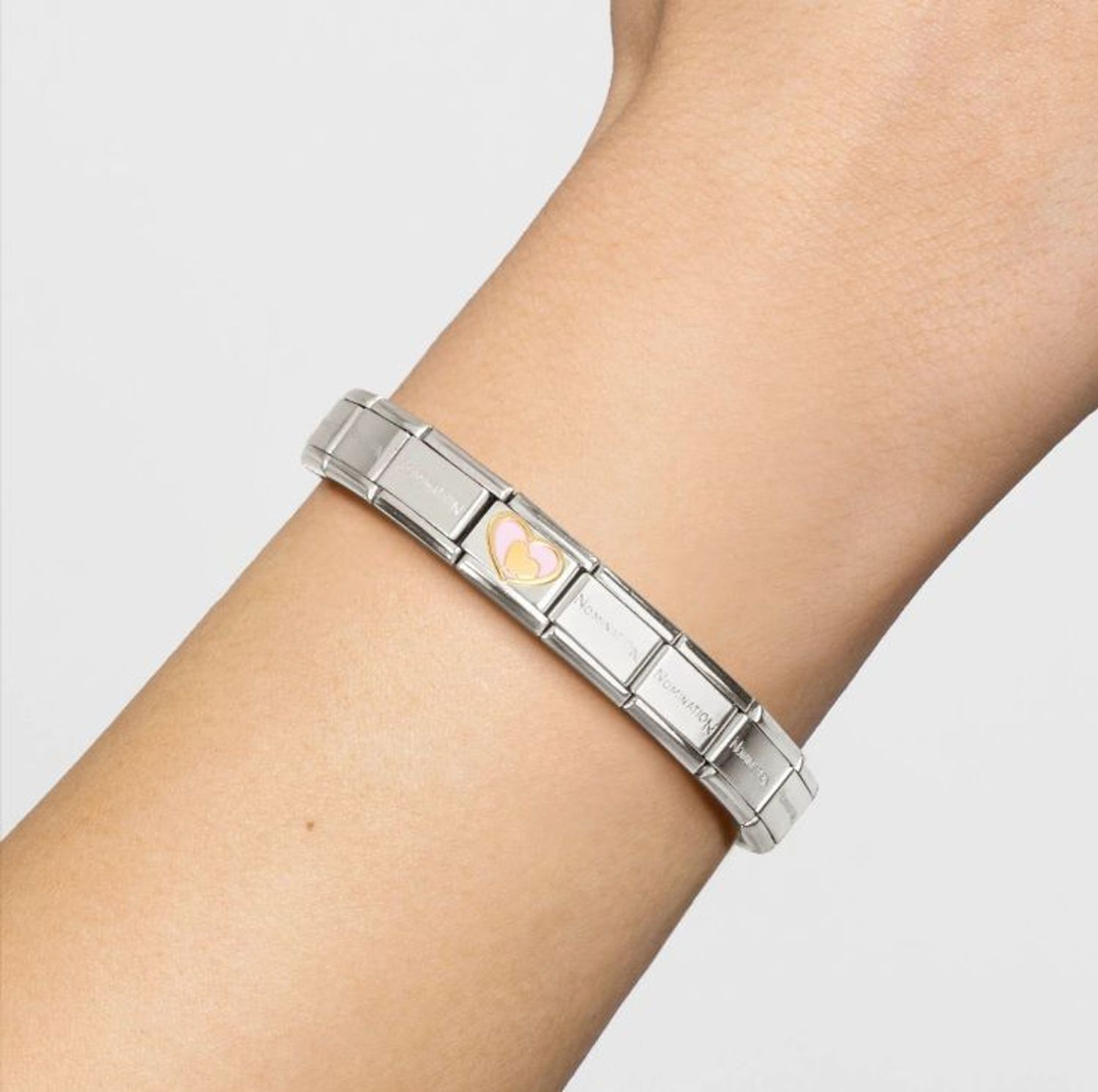 Charms Nomination Link 18K zawieszka złoto  Różowe serce ze złotym sercem  030283 30.jpg